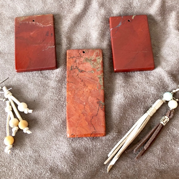 Red Jasper Rectangle Pendant Necklace - Picture 3 of 3